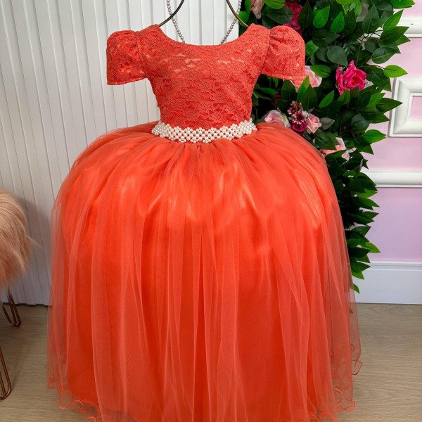 Vestido Enjoy Longo Laura Peito Rendado Terracota