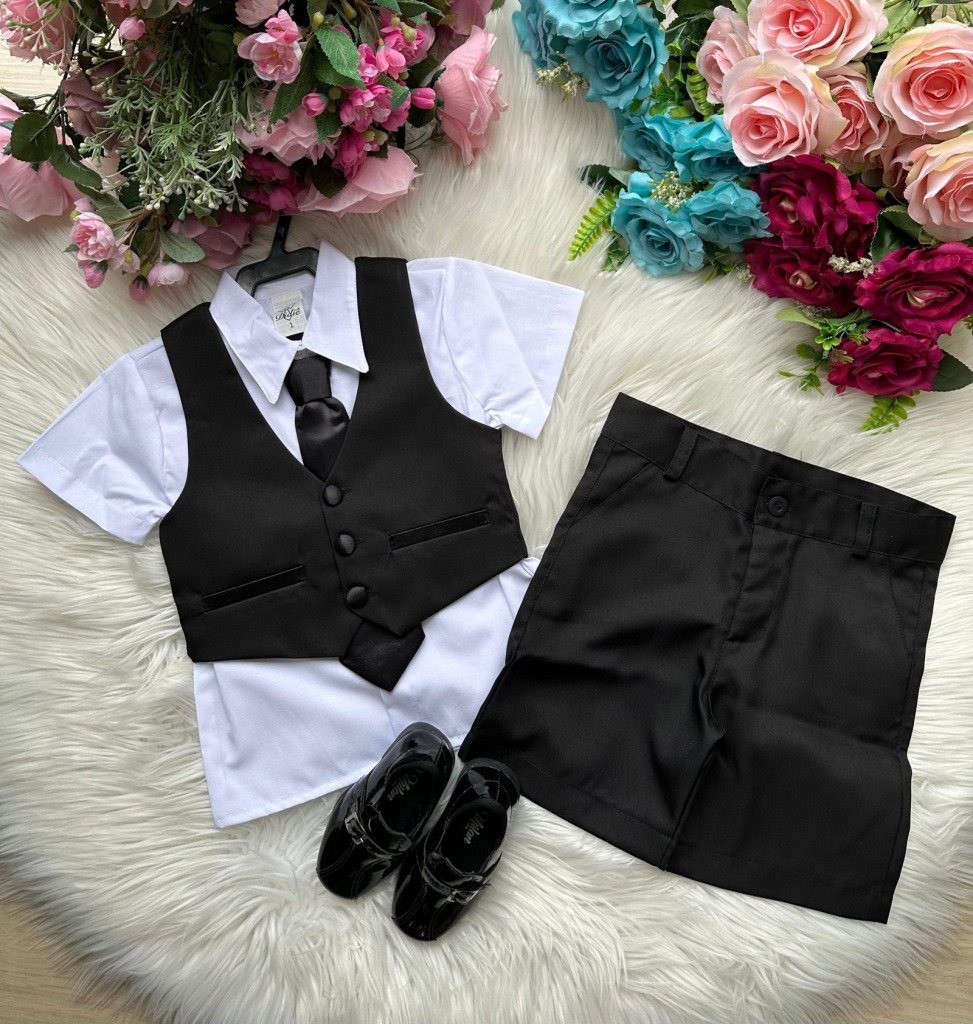 Conjunto Meninos Didie Social Colete Preto