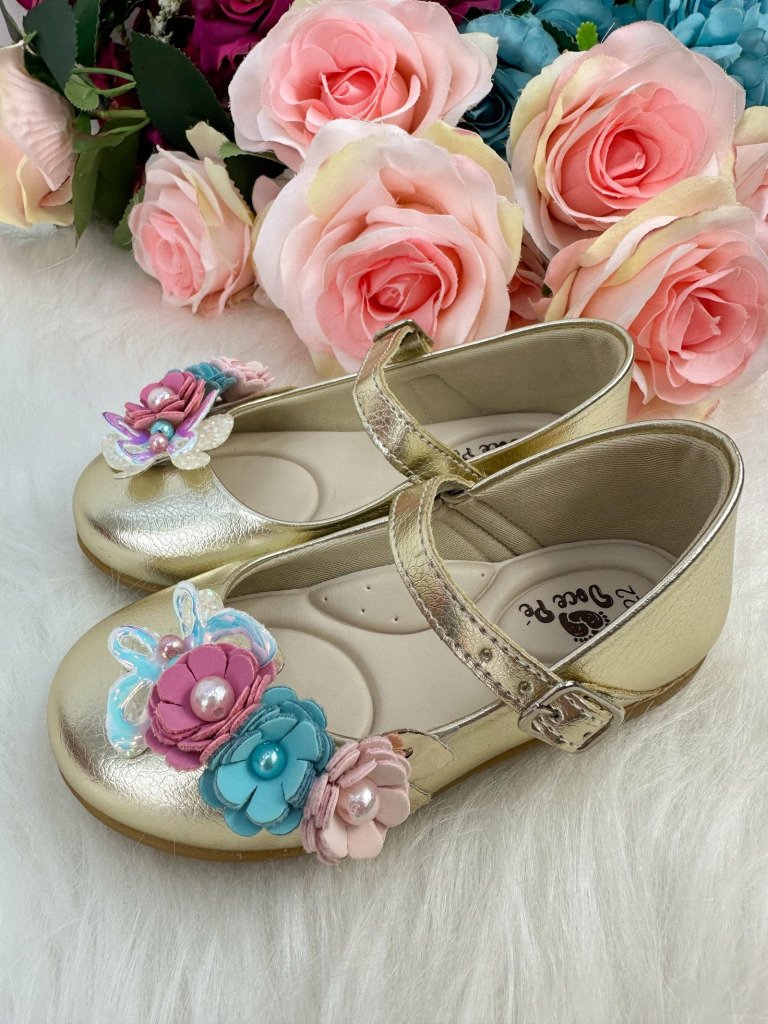 Sapatilha Doce Pe Juju Jardim Encantado Dourada