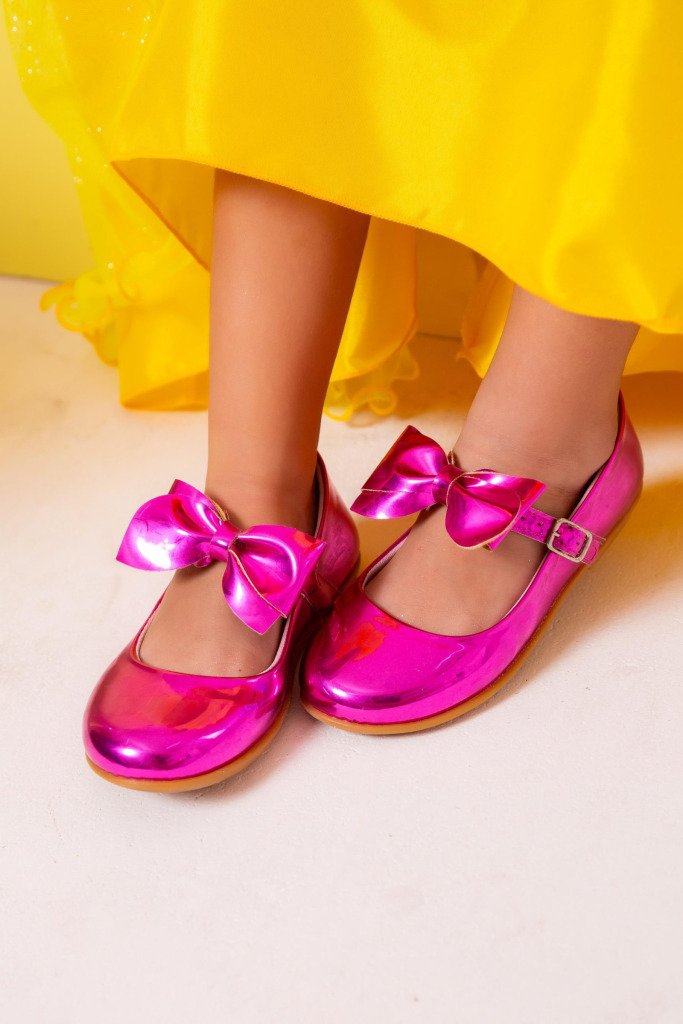 Sapatilha Doce Pe Laço Pink Metalizado