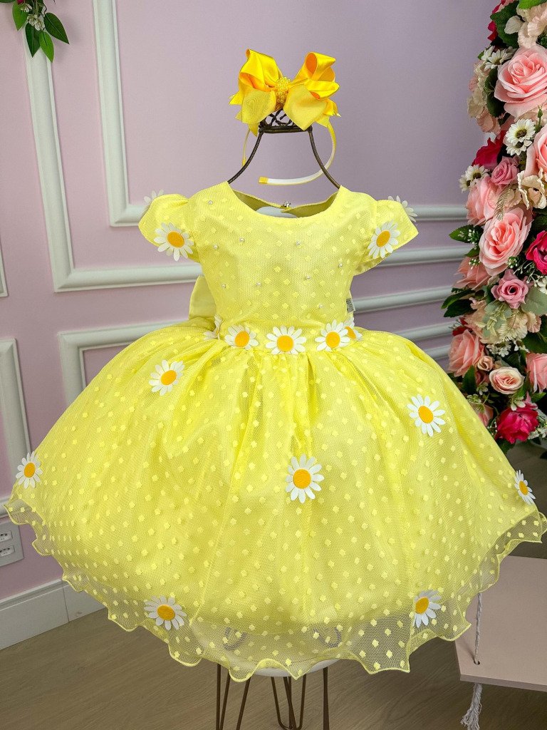 Vestido Marie Jardim Encantado Margaridas Amarelo
