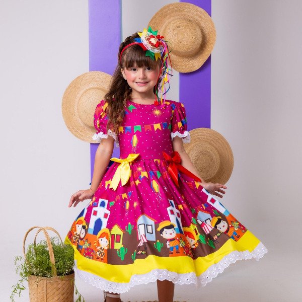 Vestido Marie Junino Roça Feliz Luxo