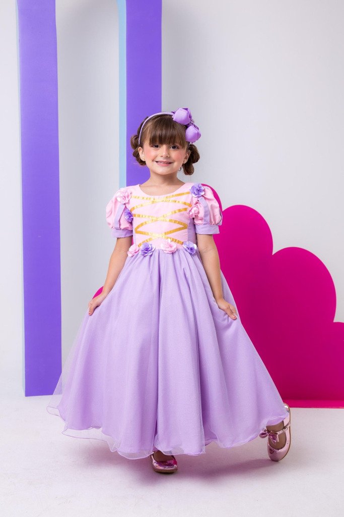 Vestido Bella Child/Fantasia Longa Rapunzel