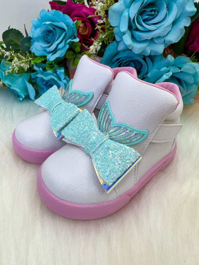 Tênis Bota Encanto de Criança Sereia/Ariel Branco