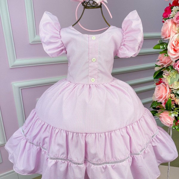 Vestido Junino Banana Club Modinha Rosa Bebe