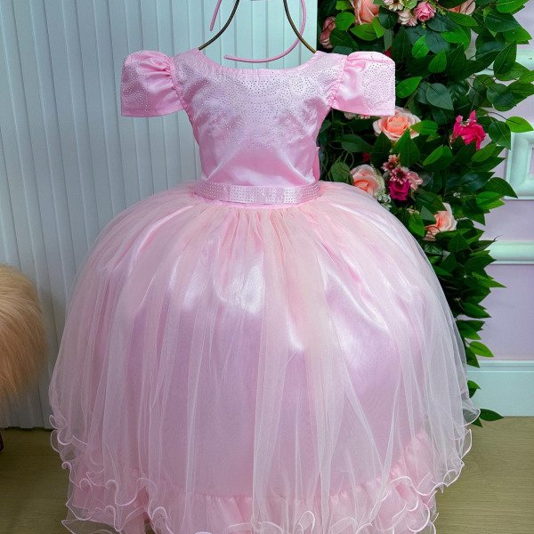 Vestido Enjoy Longo Rosa Bebe Babadinho