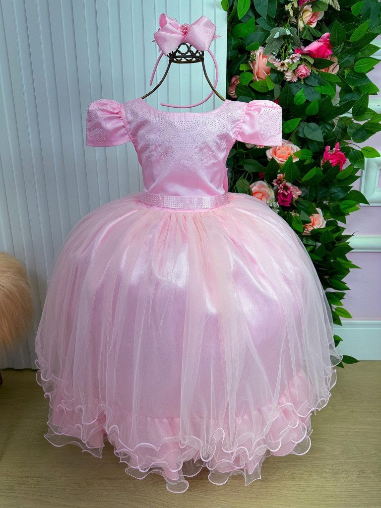 Vestido Enjoy Longo Rosa Bebe Babadinho