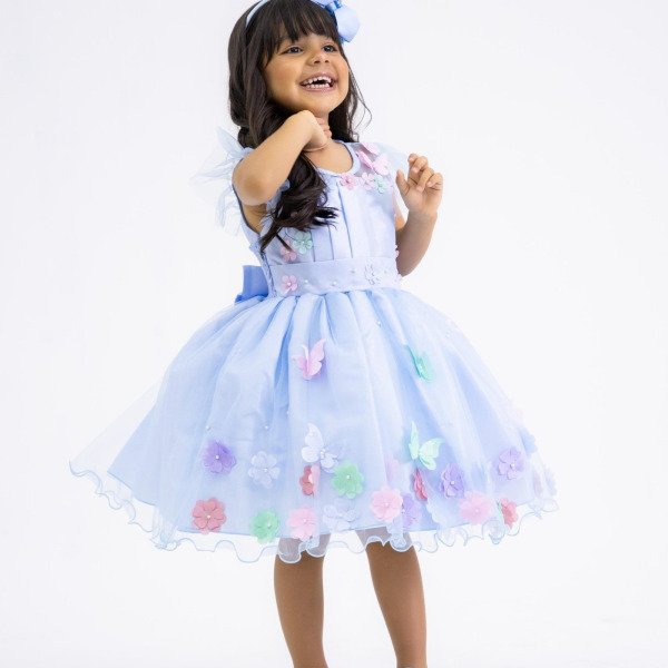 Vestido Marie Jardim Encantado Isis Luxinho Azul