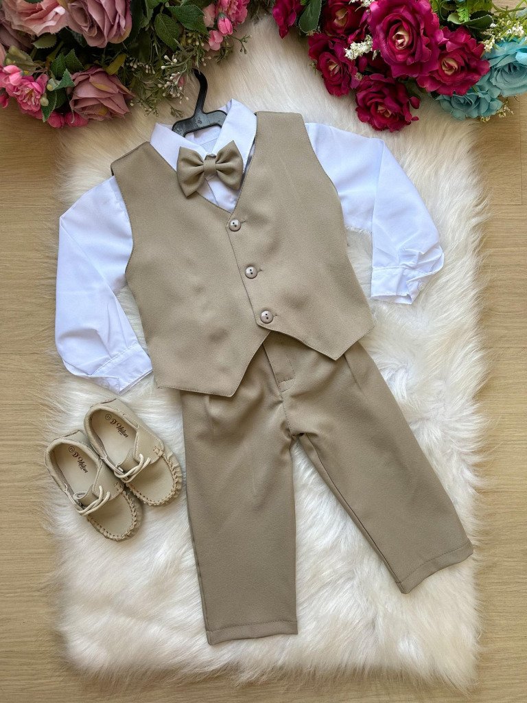 Conjunto Miss Cherry Social Leonardo Colete Bege – Mar