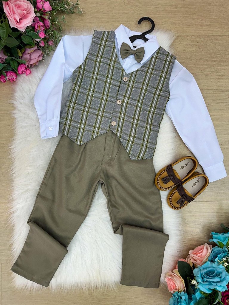 Conjunto Miss Cherry Luan Colete Xadrez Verde