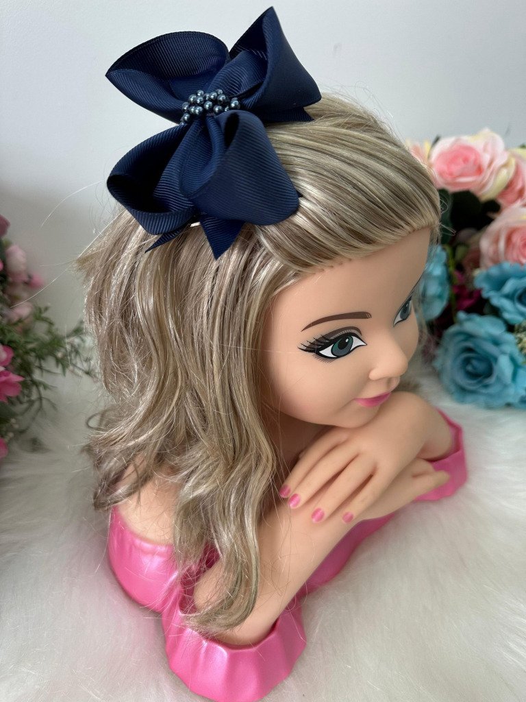 Laço Belli Perolas Maria Eduarda Azul Marinho