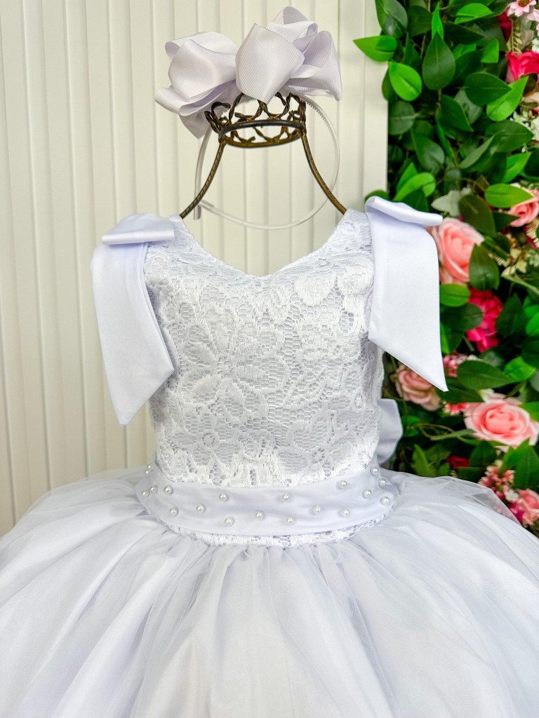 Vestido Marie Longo Branco Peito Rendado