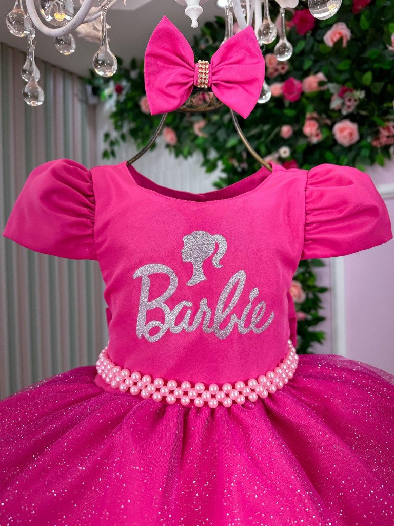 Vestido Tematico Mimadine Barbie Pink Glitter