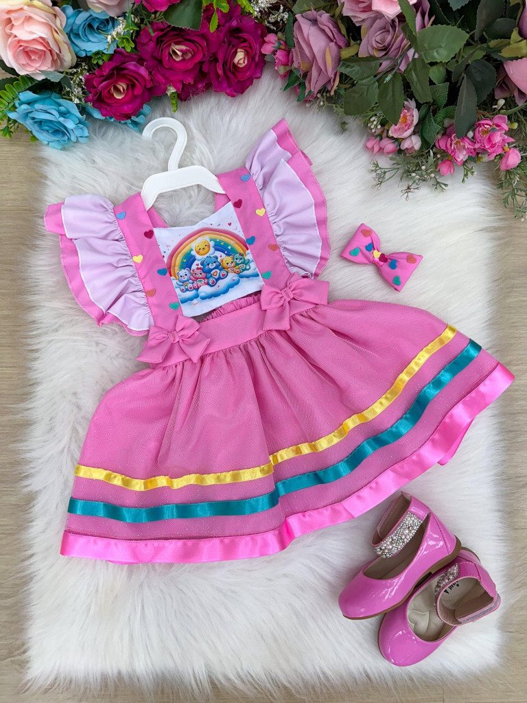 Romper/Vestido Princesa Belli Tematico Ursinhos Carinhosos