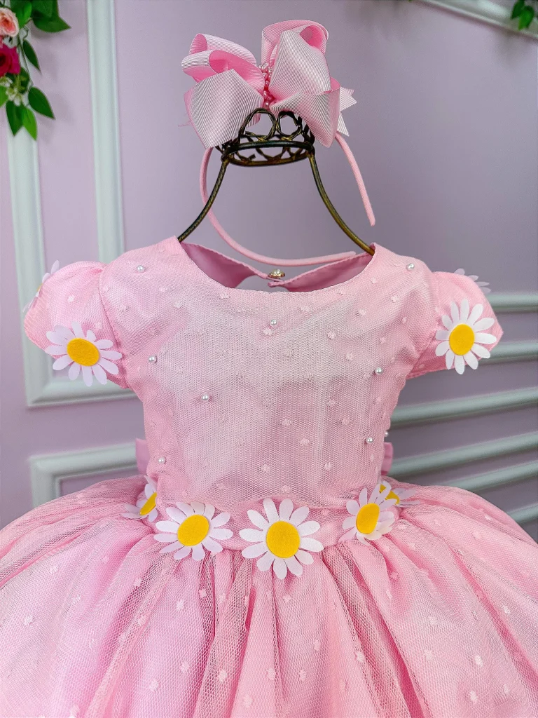 Vestido Marie Jardim Encantado Margaridas Rosa Bebe