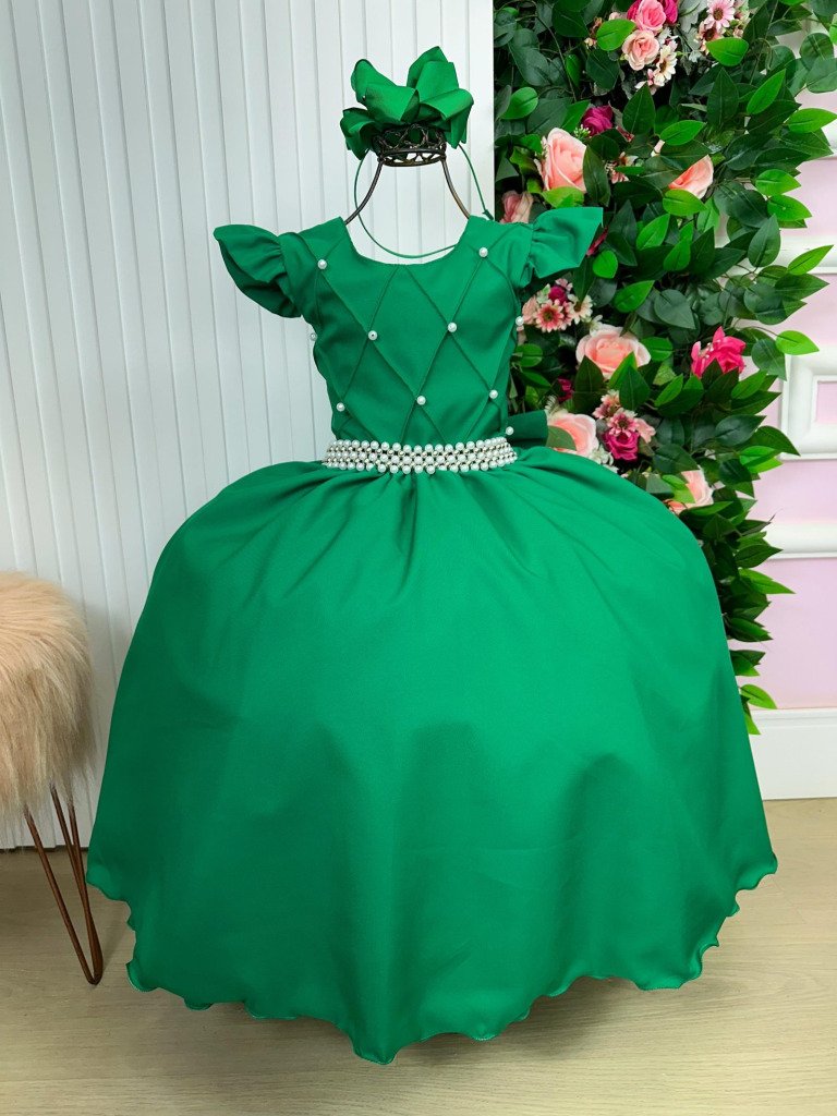 Vestido Ysa Kids Ariane Longo Verde Bandeira