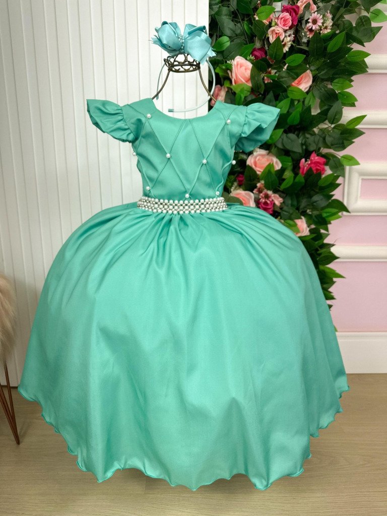 Vestido Ysa Kids Ariane Longo Verde Menta