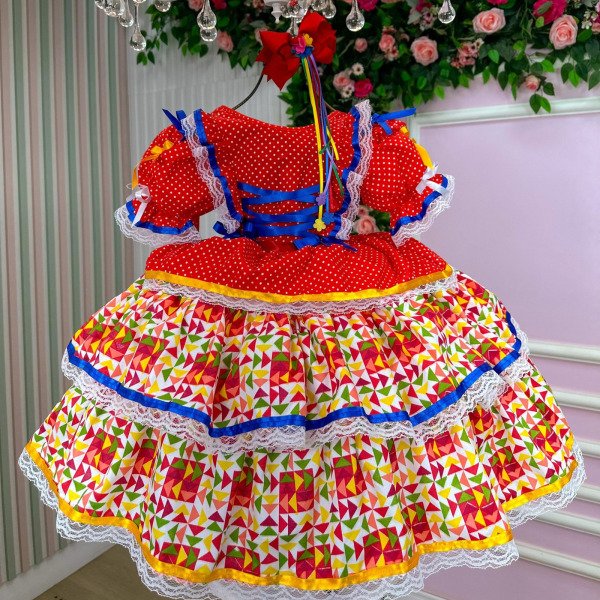 Vestido Bella Child Junino Forró Junino Vermelho