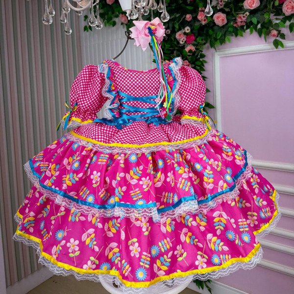 Vestido Bella Child Junino Quermesse Chique Pink