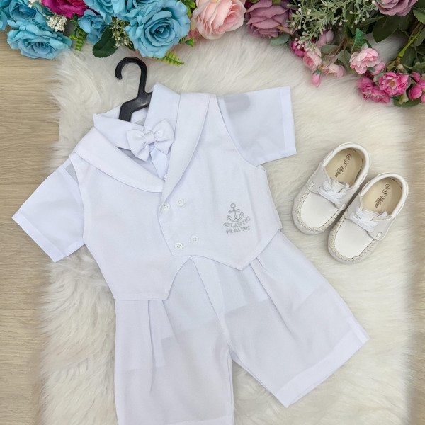 Conjunto Miss Cherry Meninos Bebe Gean Shorts Branco