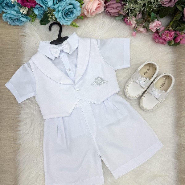 Conjunto Miss Cherry Meninos Bebe Felipe Shorts Branco