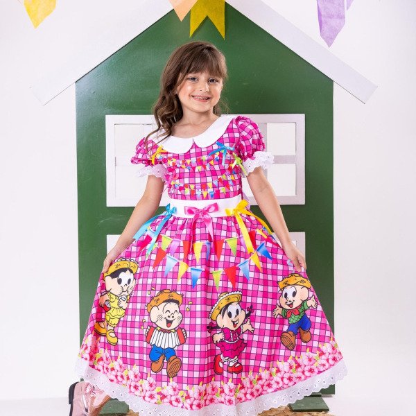 Vestido Junino Tematico Luxo Turma da Monica