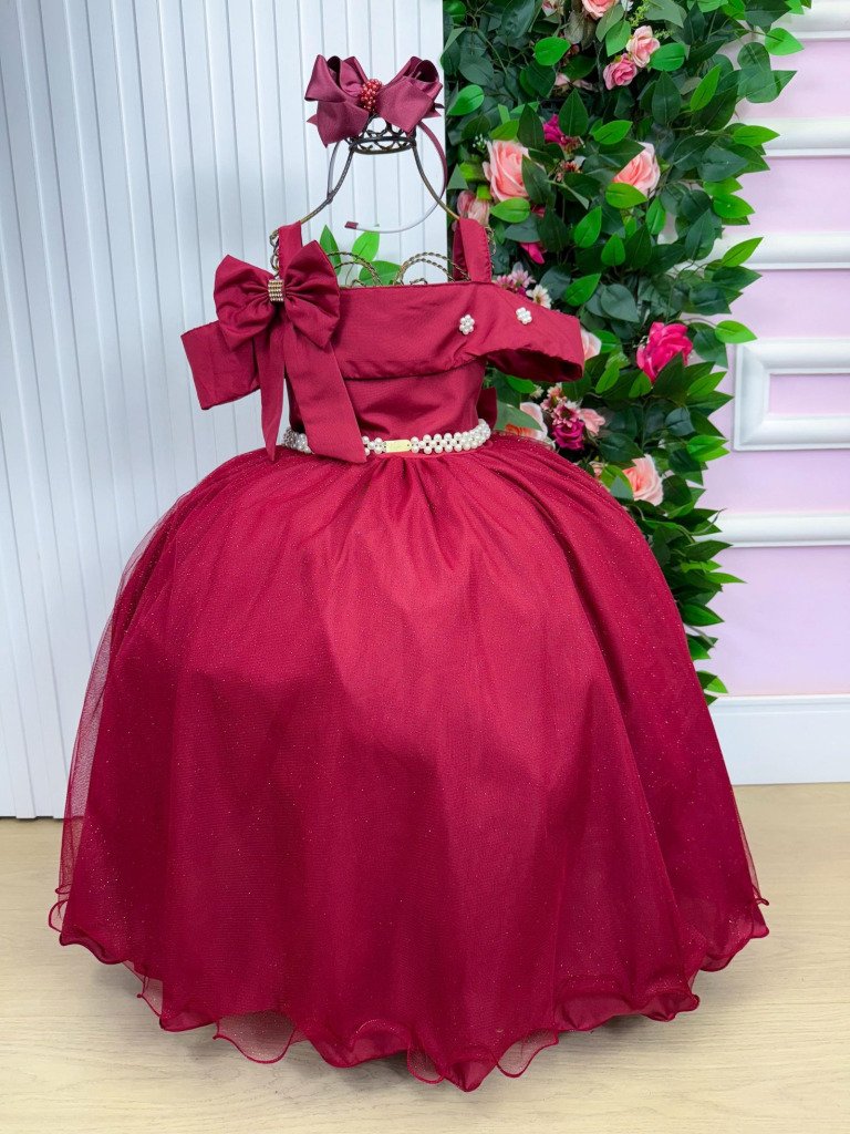 Vestido Banana Club Longo Doce Elegancia Marsala