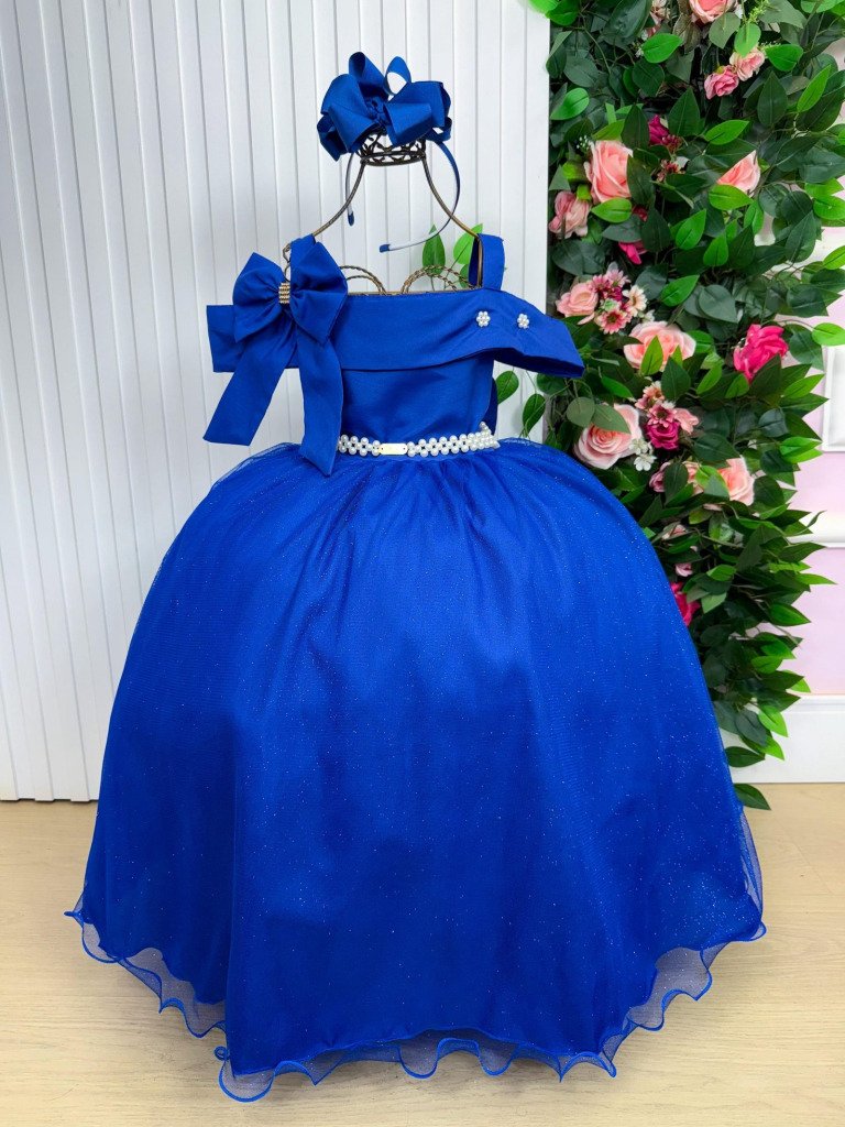 Vestido Banana Club Longo Doce Elegancia Azul Royal
