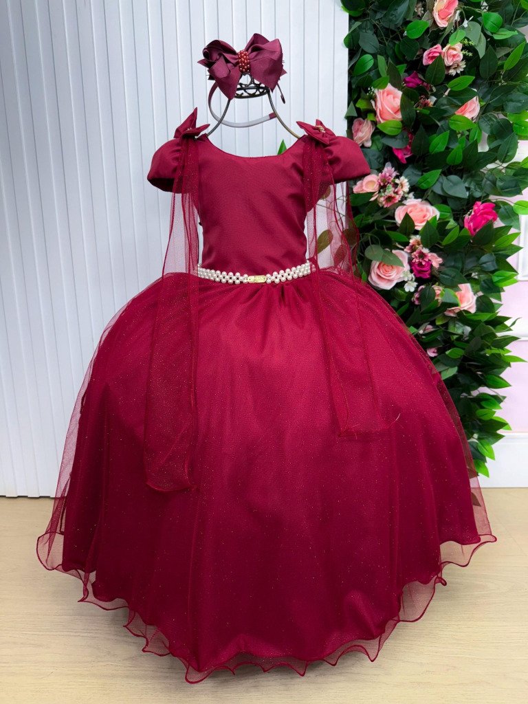 Vestido Banana Club Longo Diamante Marsala