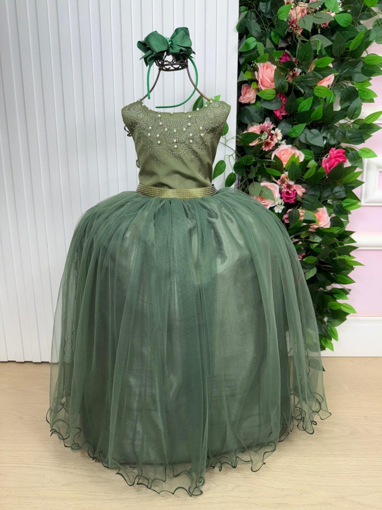 Vestido Enjoy Longo Regata Verde Militar