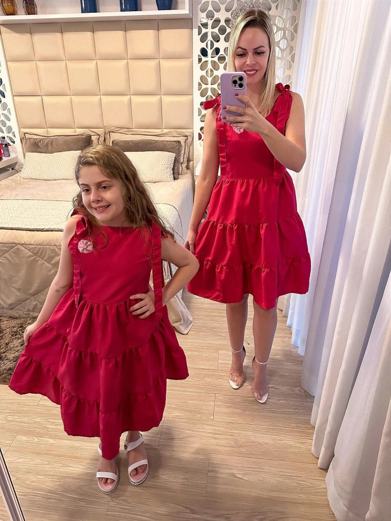 Vestido Blogueirinha Mãe e Filha Nina Pink