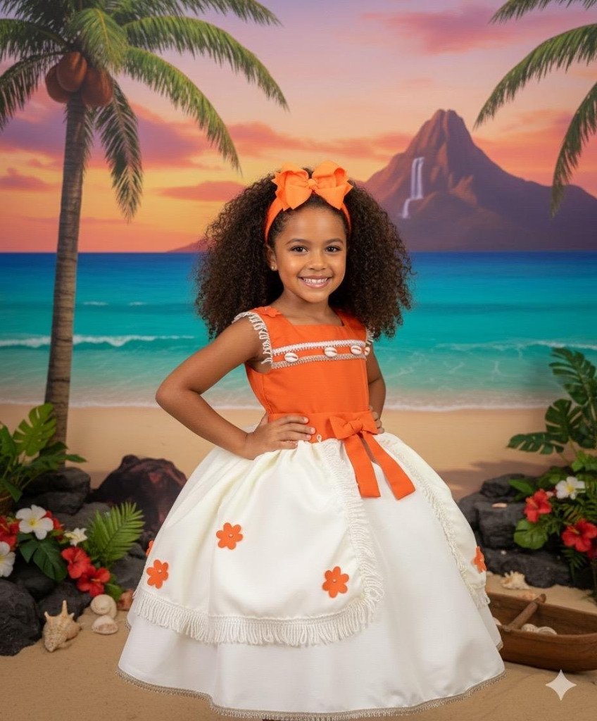 Vestido Tematicos Kids Moana Modelo 3