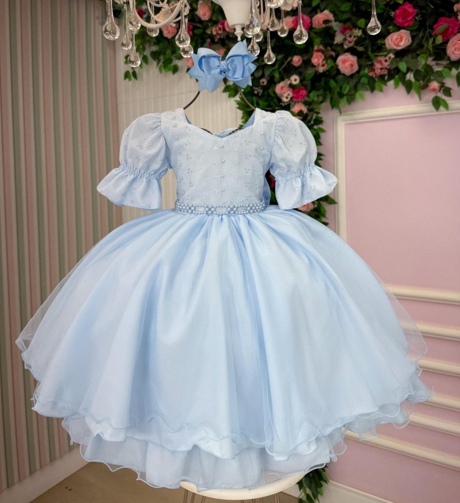 Vestido Bella Child Priscila Azul Bebe