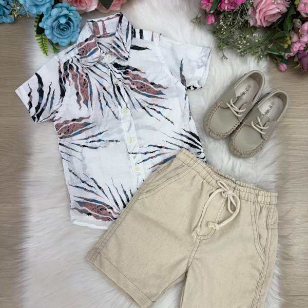 Conjunto Meninos Lucas Banana Club Shorts Linho