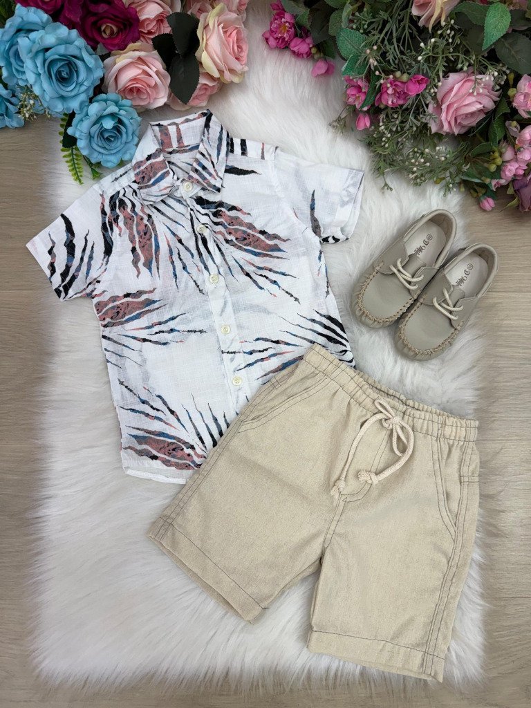 Conjunto Meninos Lucas Banana Club Shorts Linho