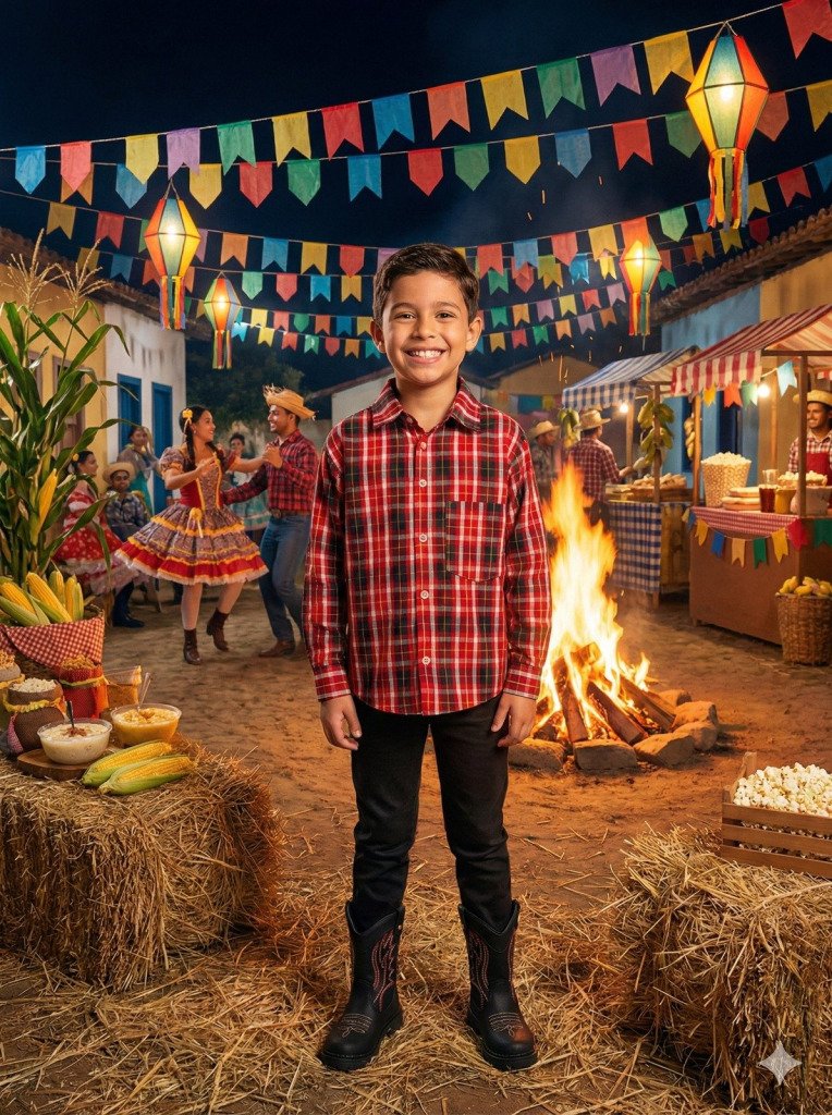 Camisa Xadrez Junina Jeremias Vermelha