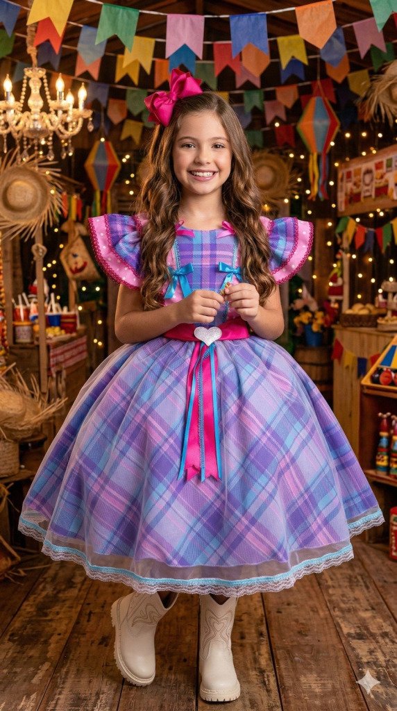 Vestido Marie Junino Quermesse do Interior Lilas