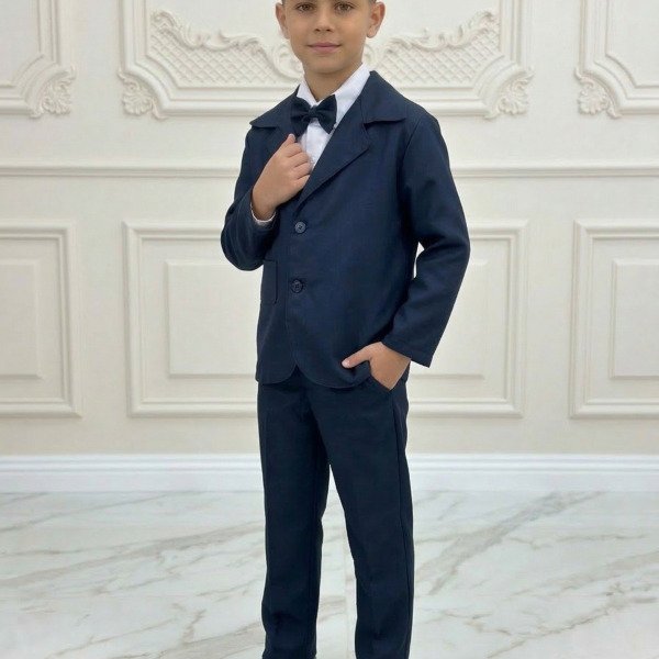 Conjunto Social Miss Cherry Jorge Terno Azul Marinho