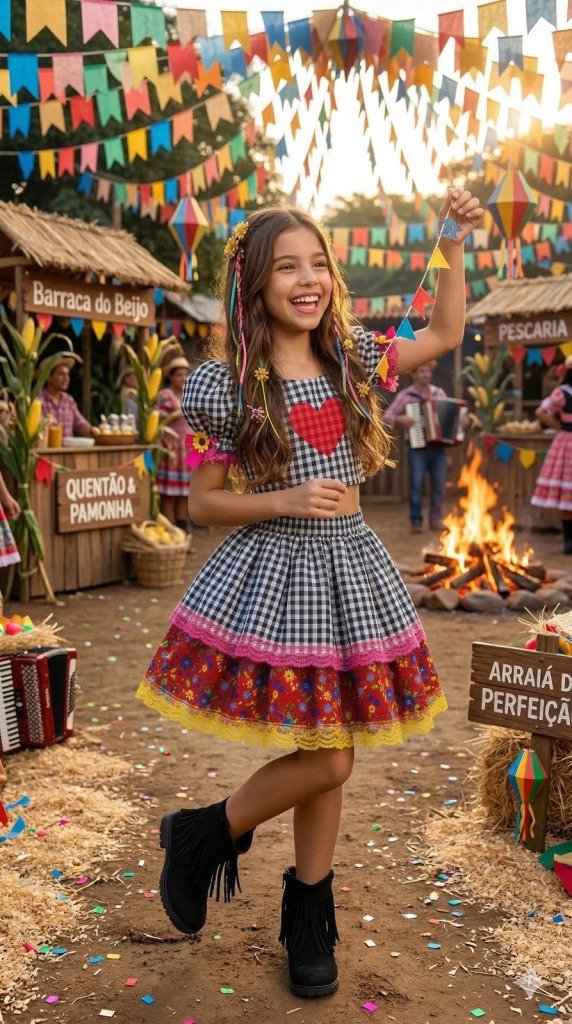 Conjunto Junino Banana Club Luxo Luana Preto