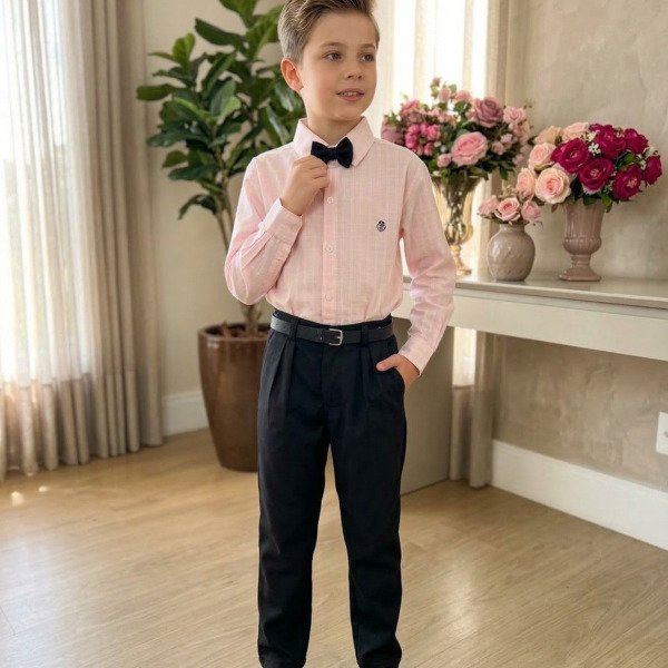 Conjunto Social Miss Cherry Henrique Rosa Calça Preta