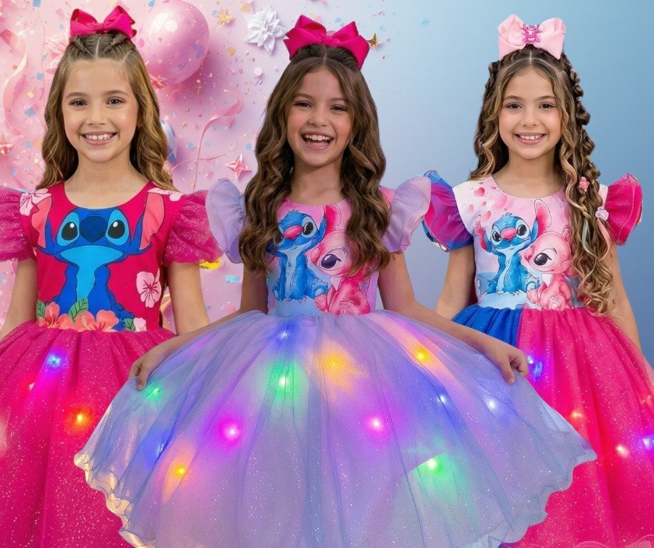 Vestido Tematicos Ysa Kids Lilo Stitch com Led