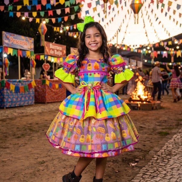 Vestido Marie Junino Luxo Quermesse Encanto da Fogueira