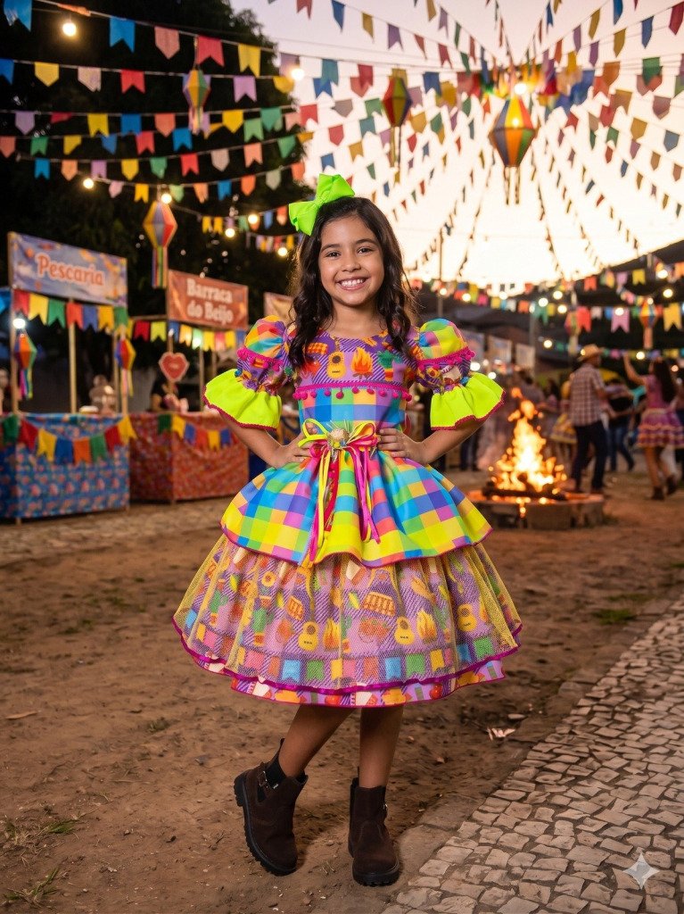 Vestido Marie Junino Luxo Quermesse Encanto da Fogueira