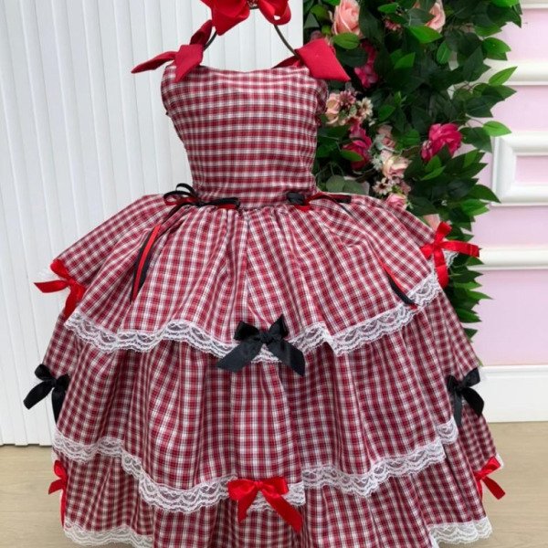 Vestido Marie Junino Luxo Xadrez Maria Helena